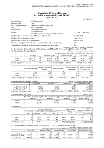 Thumbnail SCSK Corporation
 Financial Report 2015