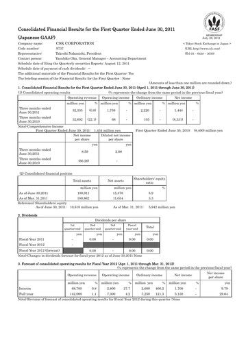 Thumbnail SCSK Corporation
 Quarterly Report 2011-q1