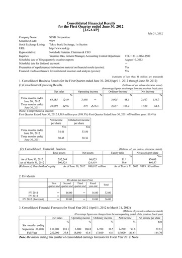Thumbnail SCSK Corporation
 Quarterly Report 2012-q1