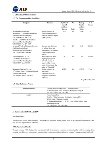 Miniature Advanced Info Service (AIS) Rapport annuel 1998