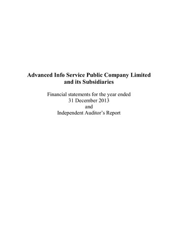 Thumbnail Advanced Info Service (AIS) Financial Statement 2013