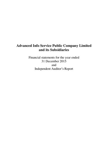 Thumbnail Advanced Info Service (AIS) Financial Statement 2015