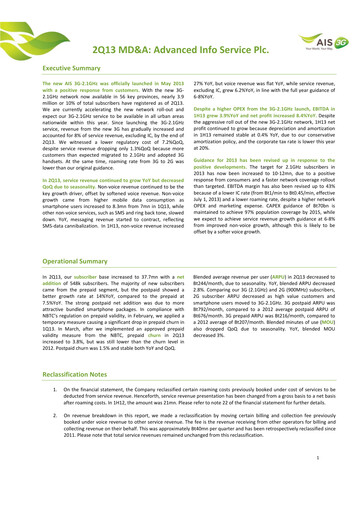 Thumbnail Advanced Info Service (AIS) Quarterly Report 2013-q2