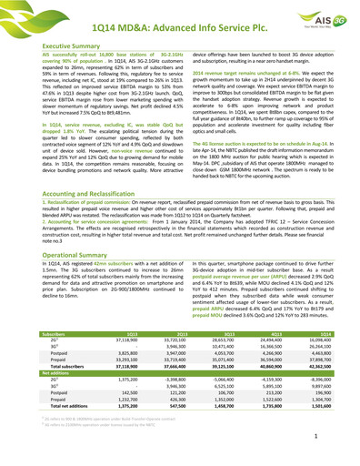 Thumbnail Advanced Info Service (AIS) Quarterly Report 2014-q1