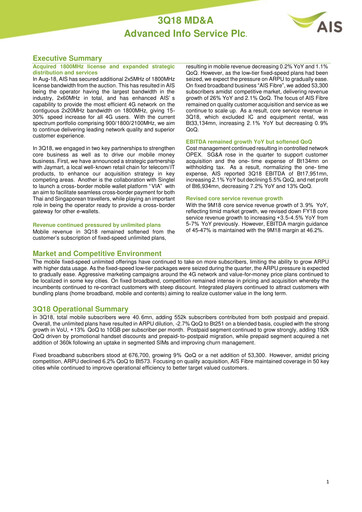 Thumbnail Advanced Info Service (AIS) Quarterly Report 2018-q3