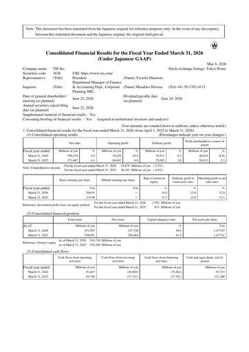 Thumbnail TIS
 Financial Statement fy2026