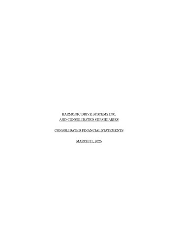 Miniature Harmonic Drive Systems
 Bilan financier fy2025