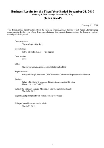 Thumbnail Yamaha Motor Financial Statement 2010