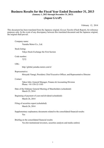 Thumbnail Yamaha Motor Financial Statement 2013