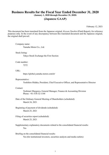 Thumbnail Yamaha Motor Financial Statement 2020