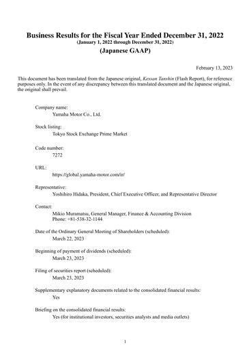 Thumbnail Yamaha Motor Financial Statement 2022