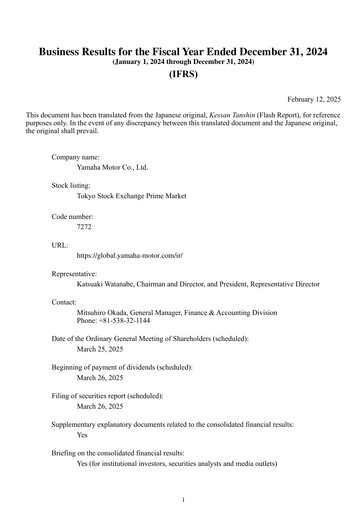 Thumbnail Yamaha Motor Financial Statement 2024