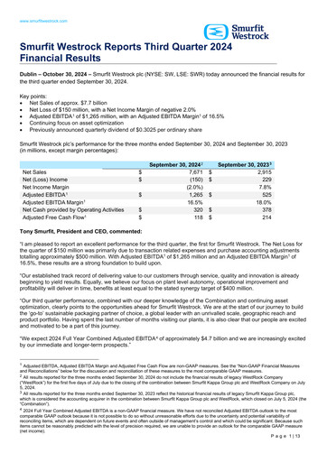 Thumbnail Smurfit Westrock Quarterly Report 2024-q3