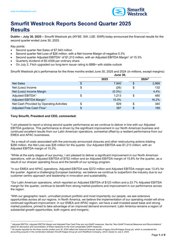 Thumbnail Smurfit Westrock Quarterly Report 2025-q2