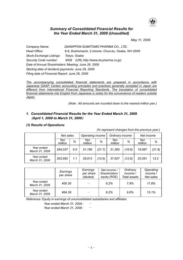 Vorschaubild Sumitomo Pharma
 Finanzmitteilung fy2008