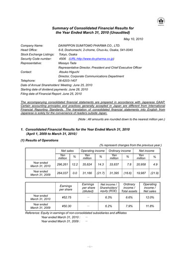 Vorschaubild Sumitomo Pharma
 Finanzmitteilung fy2009