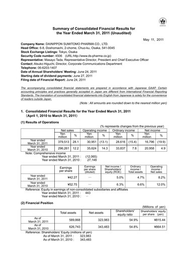 Vorschaubild Sumitomo Pharma
 Finanzmitteilung fy2010