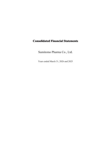 Miniature Sumitomo Pharma
 Bilan financier fy2026