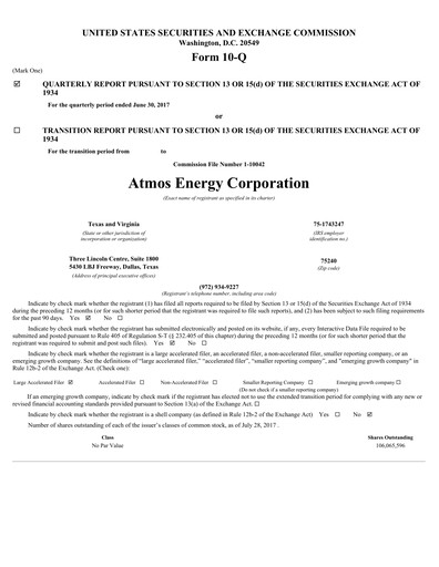 Thumbnail Atmos Energy Quarterly Report 2017-q3