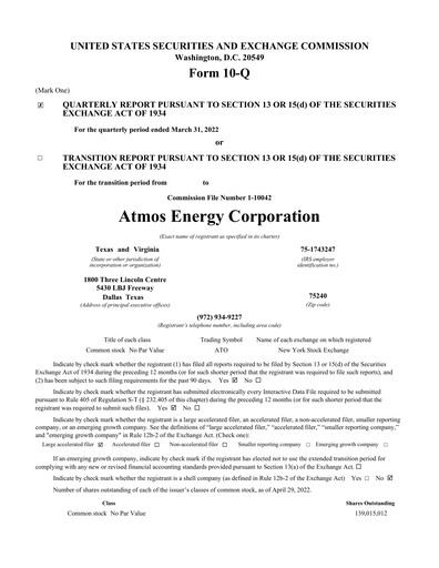 Thumbnail Atmos Energy Quarterly Report 2022-q2