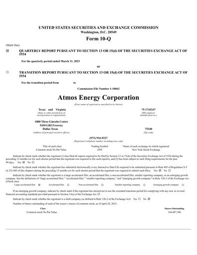 Thumbnail Atmos Energy Quarterly Report 2023-q2