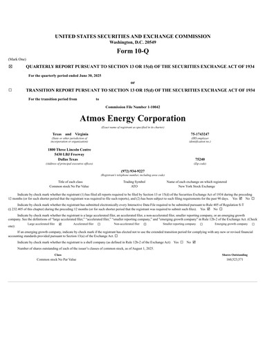 Thumbnail Atmos Energy Quarterly Report 2025-q3