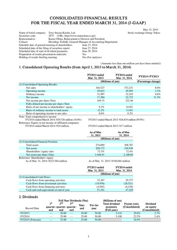 Thumbnail Toyo Suisan Financial Statement fy2014