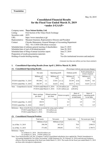 Thumbnail Toyo Suisan Financial Statement fy2019