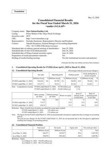 Thumbnail Toyo Suisan Financial Statement fy2026