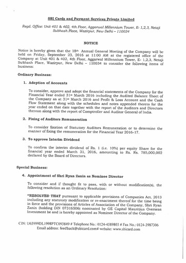 Thumbnail SBI Card Annual Report 2015-2016