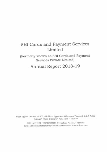 Thumbnail SBI Card Annual Report 2018-2019