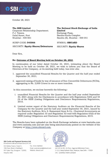 Thumbnail SBI Card Quarterly Report 2021-q2