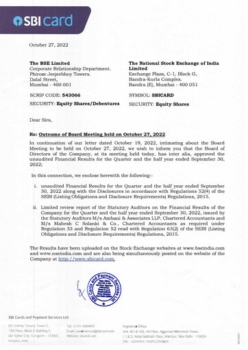 Thumbnail SBI Card Quarterly Report 2022-q2