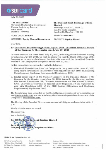 Thumbnail SBI Card Quarterly Report 2023-q1