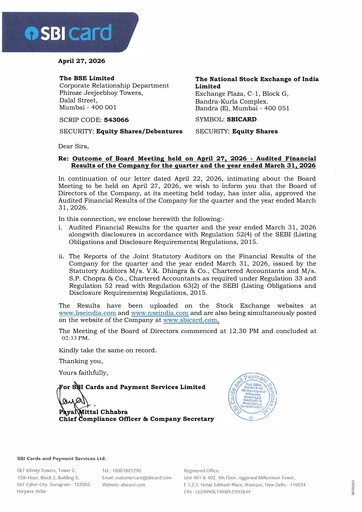 Thumbnail SBI Card Quarterly Report 2025-q4