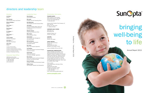 Thumbnail SunOpta Annual Report 2013