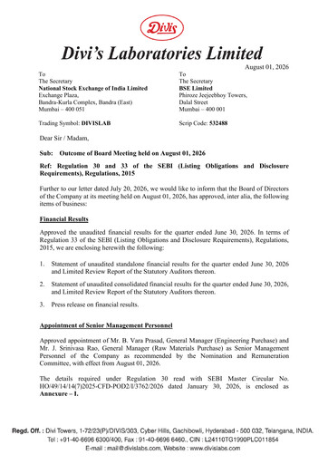 Vorschaubild Divis Laboratories Quartalsbericht 2026-q1