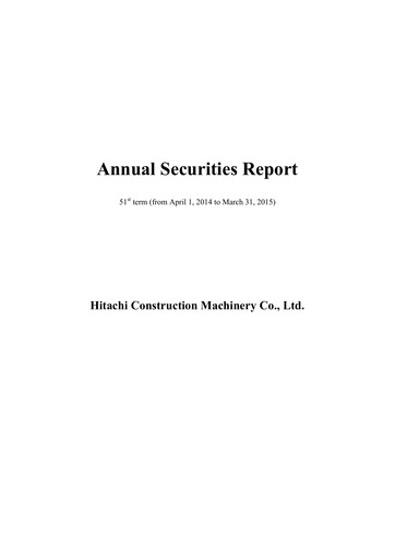 Thumbnail Hitachi Construction Machinery Annual Report 2014