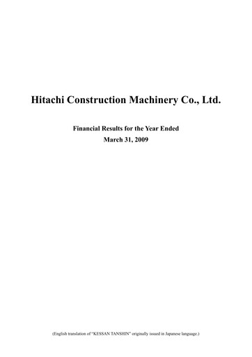 Thumbnail Hitachi Construction Machinery Financial Statement fy2008