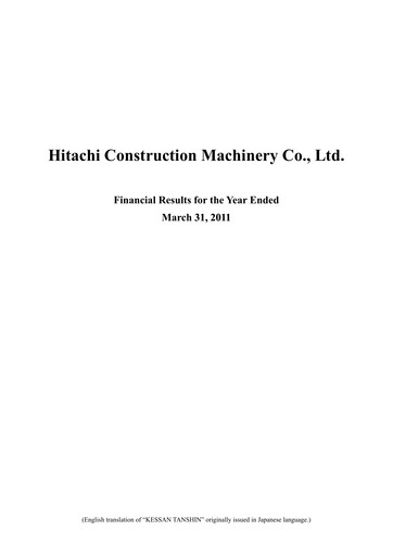 Thumbnail Hitachi Construction Machinery Financial Statement fy2010