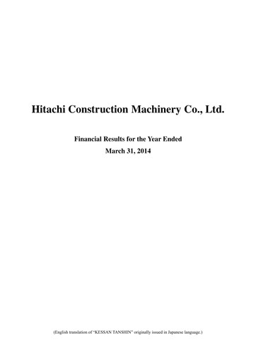 Thumbnail Hitachi Construction Machinery Financial Statement fy2013