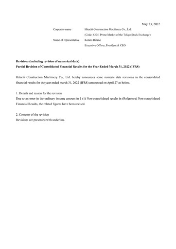 Thumbnail Hitachi Construction Machinery Financial Statement fy2021