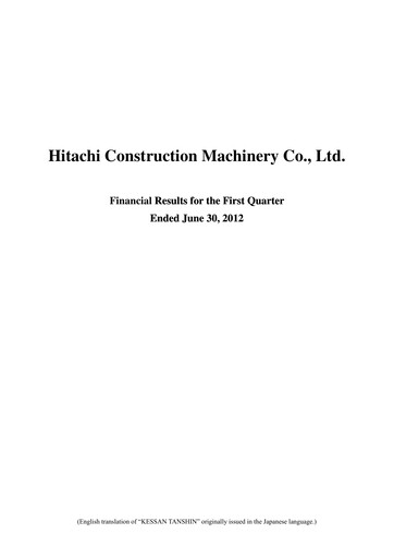 Thumbnail Hitachi Construction Machinery Quarterly Report 2012-q1