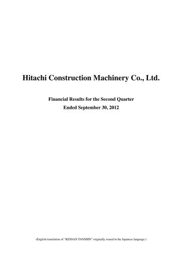 Thumbnail Hitachi Construction Machinery Quarterly Report 2012-q2