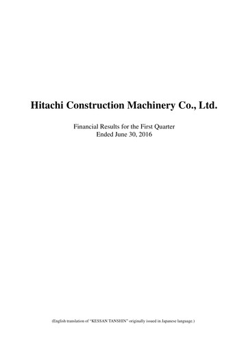 Thumbnail Hitachi Construction Machinery Quarterly Report 2016-q1