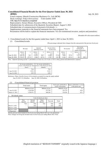 Thumbnail Hitachi Construction Machinery Quarterly Report 2021-q1