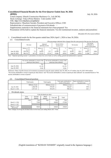 Thumbnail Hitachi Construction Machinery Quarterly Report 2026-q1