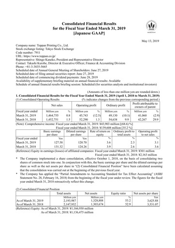 Thumbnail Toppan Financial Statement fy2019