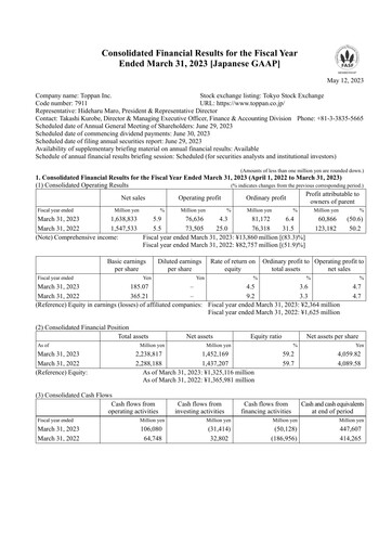 Thumbnail Toppan Financial Statement fy2023