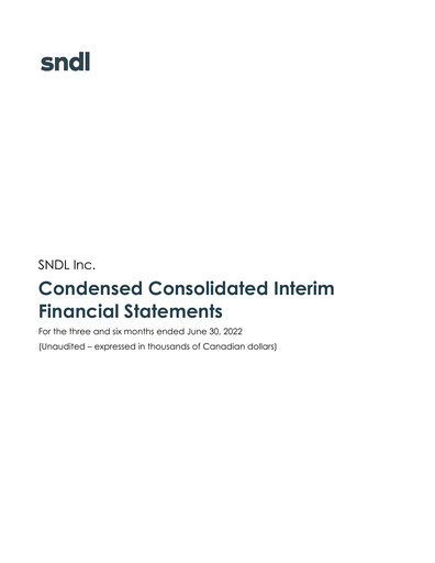 Vorschaubild SNDL Inc.
 Quartalsbericht 2022-q2